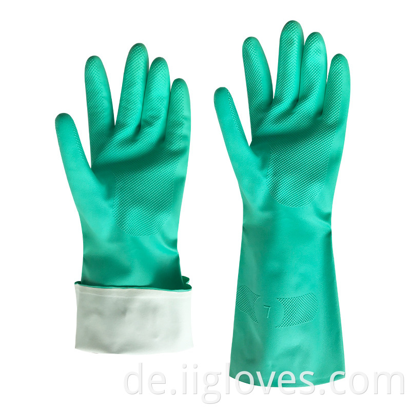 Grün ölresistente chemischresistente nitrile Handschuhe korrosionsresistente Säure-Industriereinigung Hausarbeit Gummihandschuhe